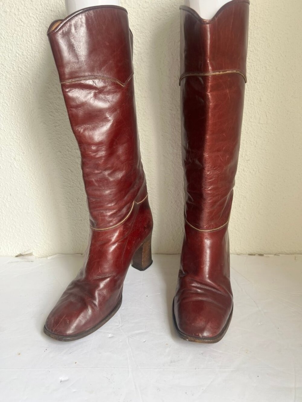 VINTAGE 70'S BALLY OXFORD BLOOD RED WESTERN RIDING BOOTS SIZE 8.5